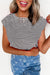 Black Stripe Ribbed Cap Sleeve Round Neck T Shirt