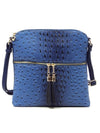 Ostrich Croc Zip Tassel Crossbody Bag