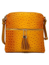 Ostrich Croc Zip Tassel Crossbody Bag