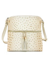 Ostrich Croc Zip Tassel Crossbody Bag