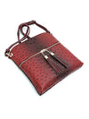 Ostrich Croc Zip Tassel Crossbody Bag