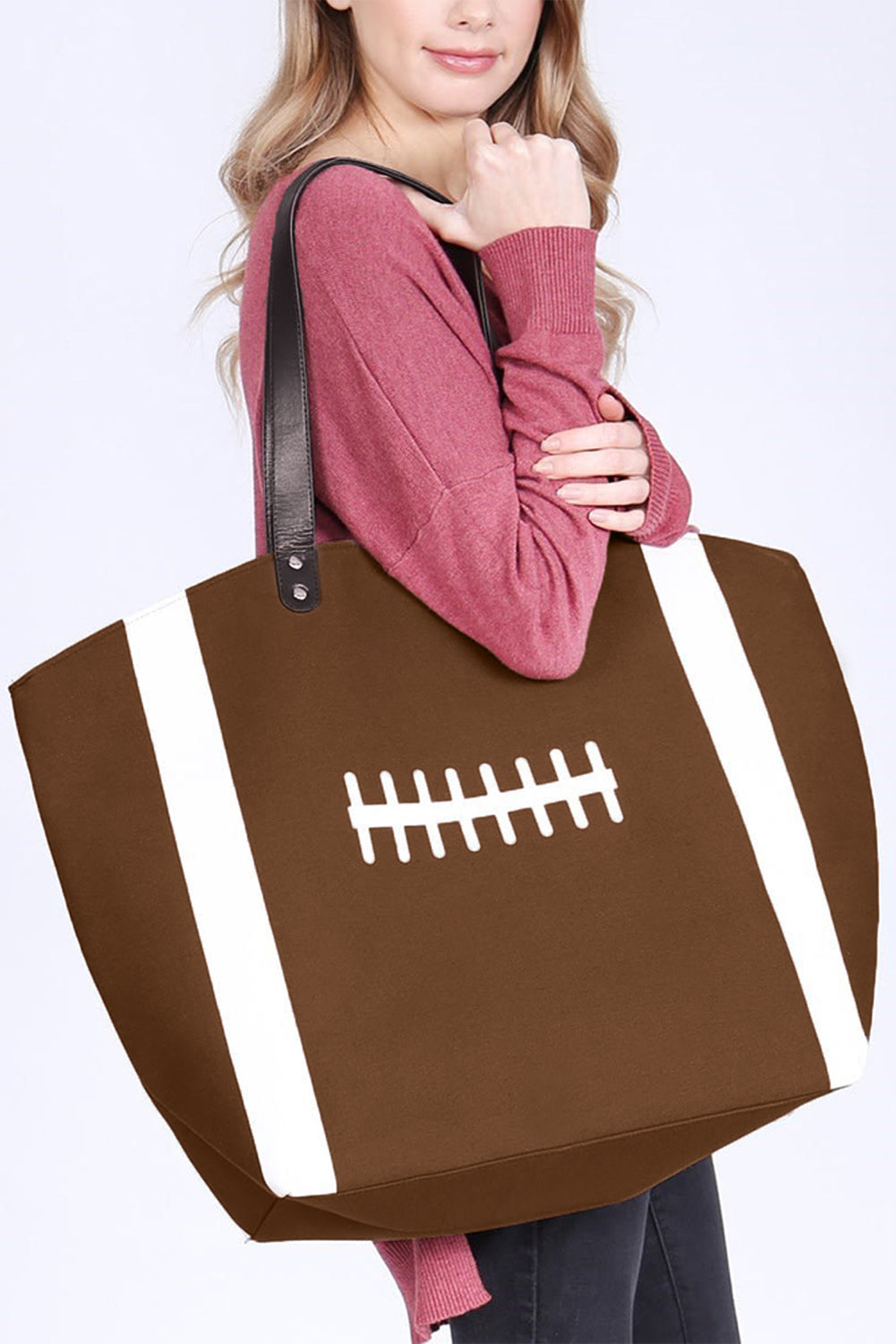 Chestnut Baseball Pattern Canvas Large Tote Bag