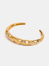 Stainless Steel Inlaid Rhinestone Cutout Bracelet