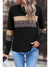 Khaki Leopard Colorblock Patchwork Crew Neck Top