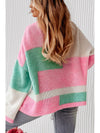 Color Block Round Neck Drop Shoulder Sweater