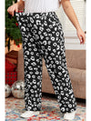 Leopard Print Wide Leg Pockets Plus Size Pants