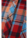 Orange Plus Size Plaid Print Buttoned Shirt