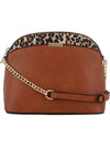 Leopard Accent Small Dome Crossbody Bag