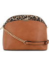 Leopard Accent Small Dome Crossbody Bag