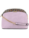 Leopard Accent Small Dome Crossbody Bag