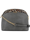 Leopard Accent Small Dome Crossbody Bag