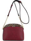 Leopard Accent Small Dome Crossbody Bag