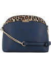 Leopard Accent Small Dome Crossbody Bag