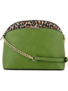 Leopard Accent Small Dome Crossbody Bag