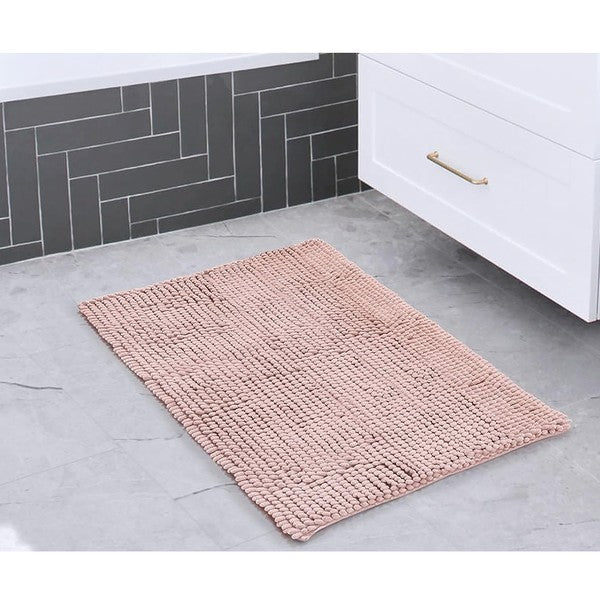 Rose Chenille Bath Mat Soft Bathroom Rug