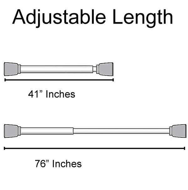 Silver Adjustable Tension Curtain Rod 41-76 inches