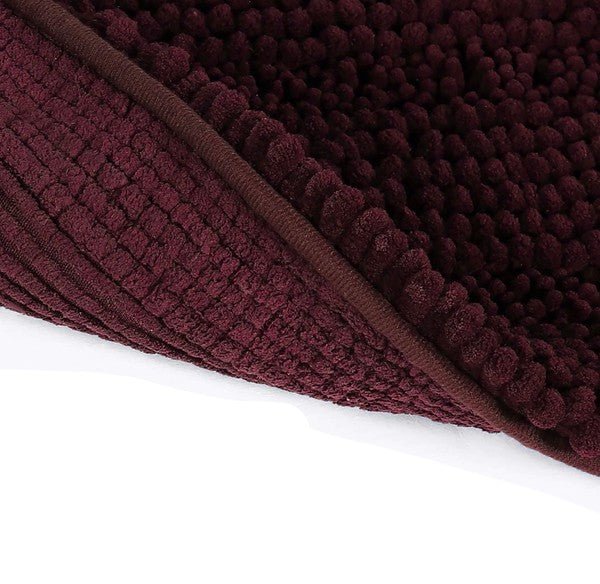 2PC Burgundy Soft Cozy Plush Chenille Bath Mat Set - Cocoa Yacht Club