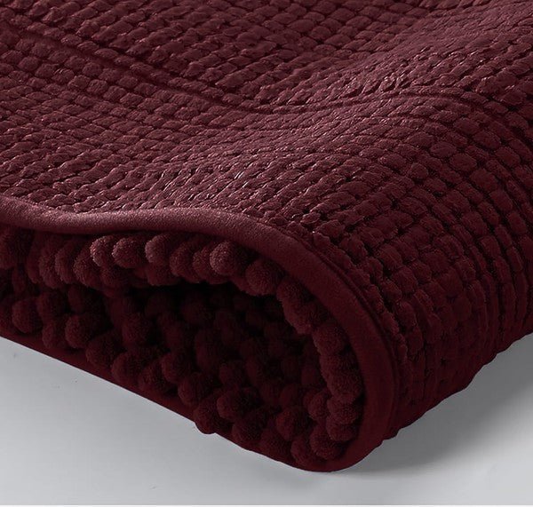 2PC Burgundy Soft Cozy Plush Chenille Bath Mat Set - Cocoa Yacht Club