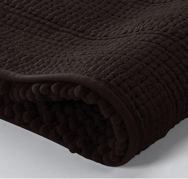 2PC Coffee Soft Cozy Plush Chenille Bath Mat Set - Cocoa Yacht Club