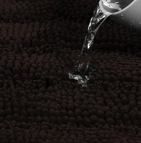 2PC Coffee Soft Cozy Plush Chenille Bath Mat Set - Cocoa Yacht Club