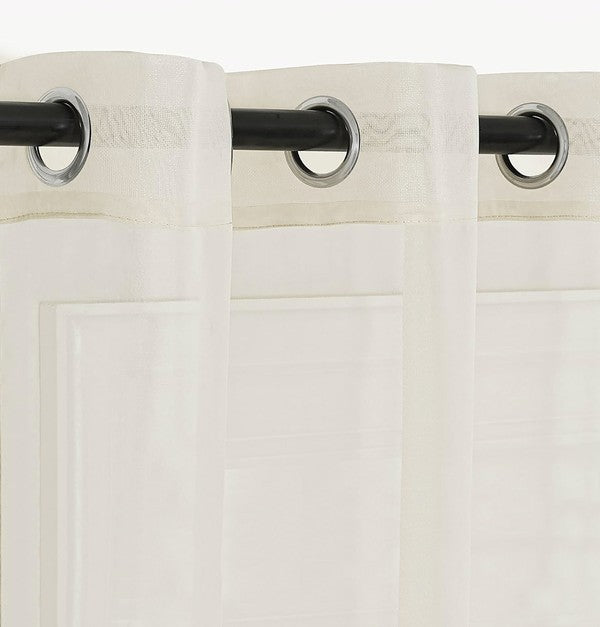 Beige Sheer Window Grommet Curtain Set