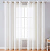 Beige Sheer Window Grommet Curtain Set