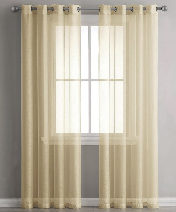 Gold Sheer Window Grommet Curtain Set