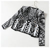 Classic Black White Geometric Cardigan Short Coat