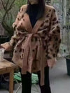 Cocoa Yacht Club Leopard Knitted Coat with Belt