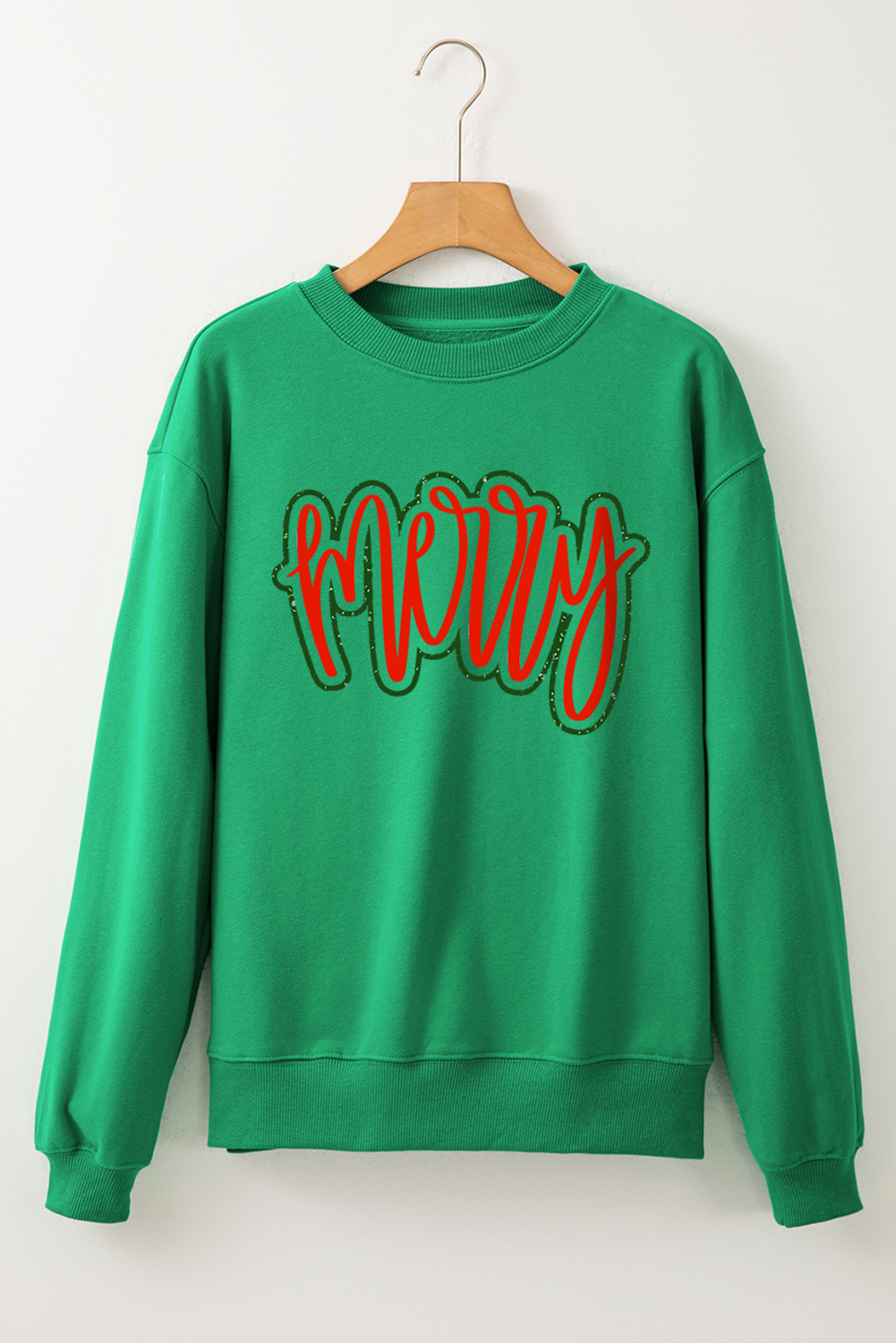 Dark Green Christmas Print Drop Shoulder Graphic Sweatshirt