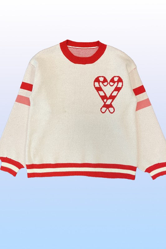 Candy cane knit sweater