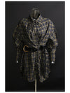 Retro Loose Plaid Shirt Dress with Belt