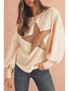 Apricot Studded Star Graphic Oversized Top