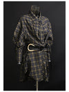 Retro Loose Plaid Shirt Dress with Belt