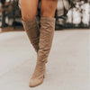 Chunky Heel Plus Size Suede Long Boots