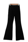 Black Solid Color High Waist Corduroy Flare Pants