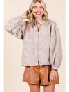 Plus Paisley Eyelet Laced Button-Up Blouse