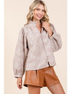 Plus Paisley Eyelet Laced Button-Up Blouse