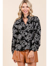 Plus Paisley Eyelet Laced Button-Up Blouse