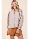 Plus Paisley Eyelet Laced Button-Up Blouse