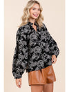 Plus Paisley Eyelet Laced Button-Up Blouse