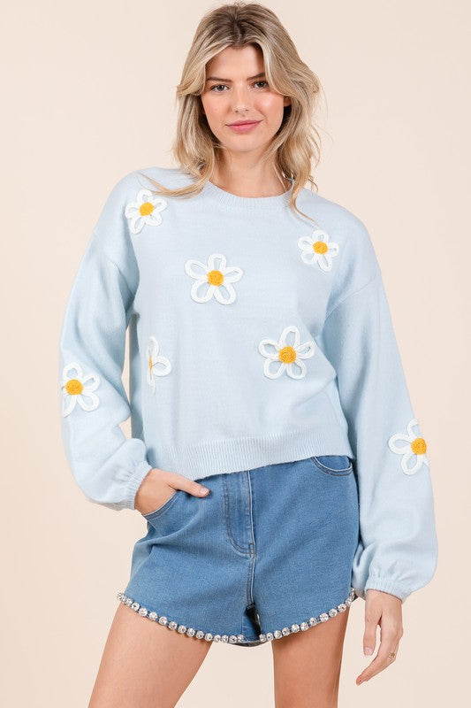 Plus Floral Embroidered Knit Sweater