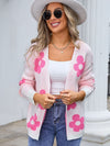 Angel Wings Flower Open Front Long Sleeve Cardigan - Cocoa Yacht Club