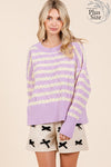 Plus Stripe Argyle Knit Sweater