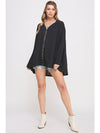 PLUS LONG SLV V-NECK OVERSIZED BUTTON DOWN TUNIC