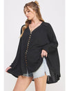 PLUS LONG SLV V-NECK OVERSIZED BUTTON DOWN TUNIC