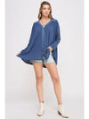 PLUS LONG SLV V-NECK OVERSIZED BUTTON DOWN TUNIC