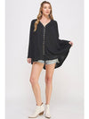 PLUS LONG SLV V-NECK OVERSIZED BUTTON DOWN TUNIC