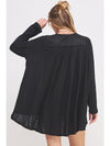 PLUS LONG SLV V-NECK OVERSIZED BUTTON DOWN TUNIC