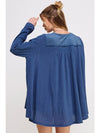 PLUS LONG SLV V-NECK OVERSIZED BUTTON DOWN TUNIC